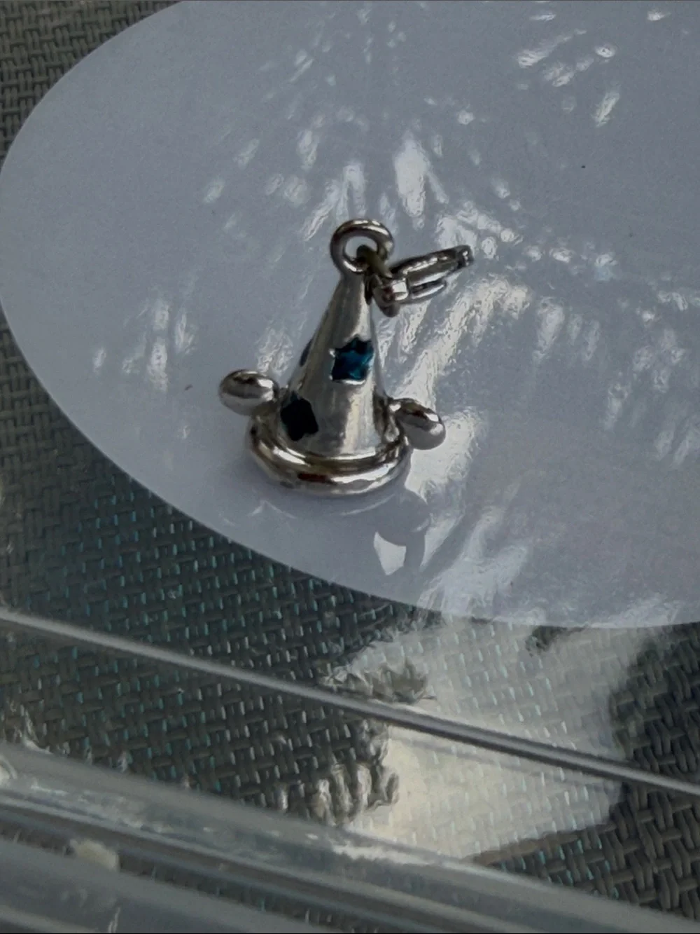 Silver Mickey Sorcerer Hat Charm with Yellow Accent